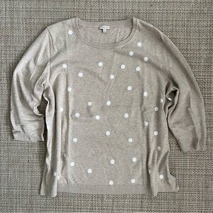 Talbots Beige Polka Dot Crewneck Sweater
